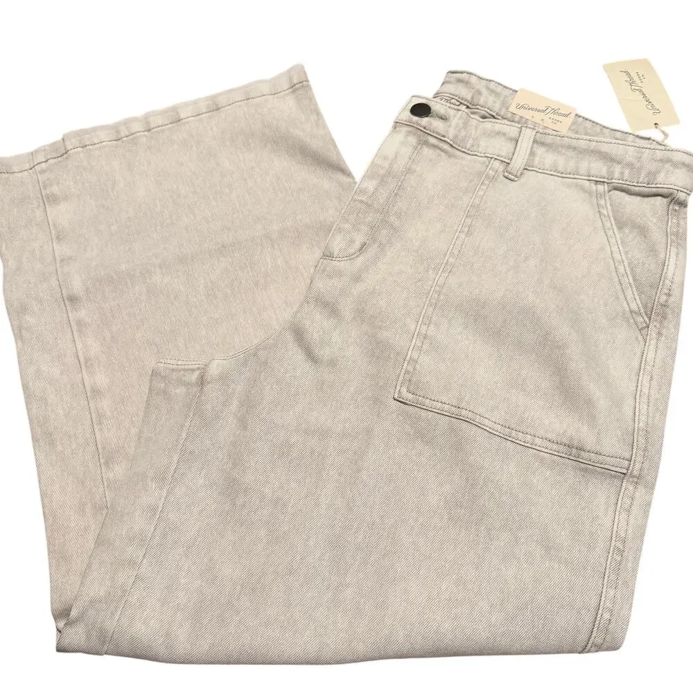 Universal Thread Women's Light Gray Wide Leg Cropped Pants - Size 16W - NWT